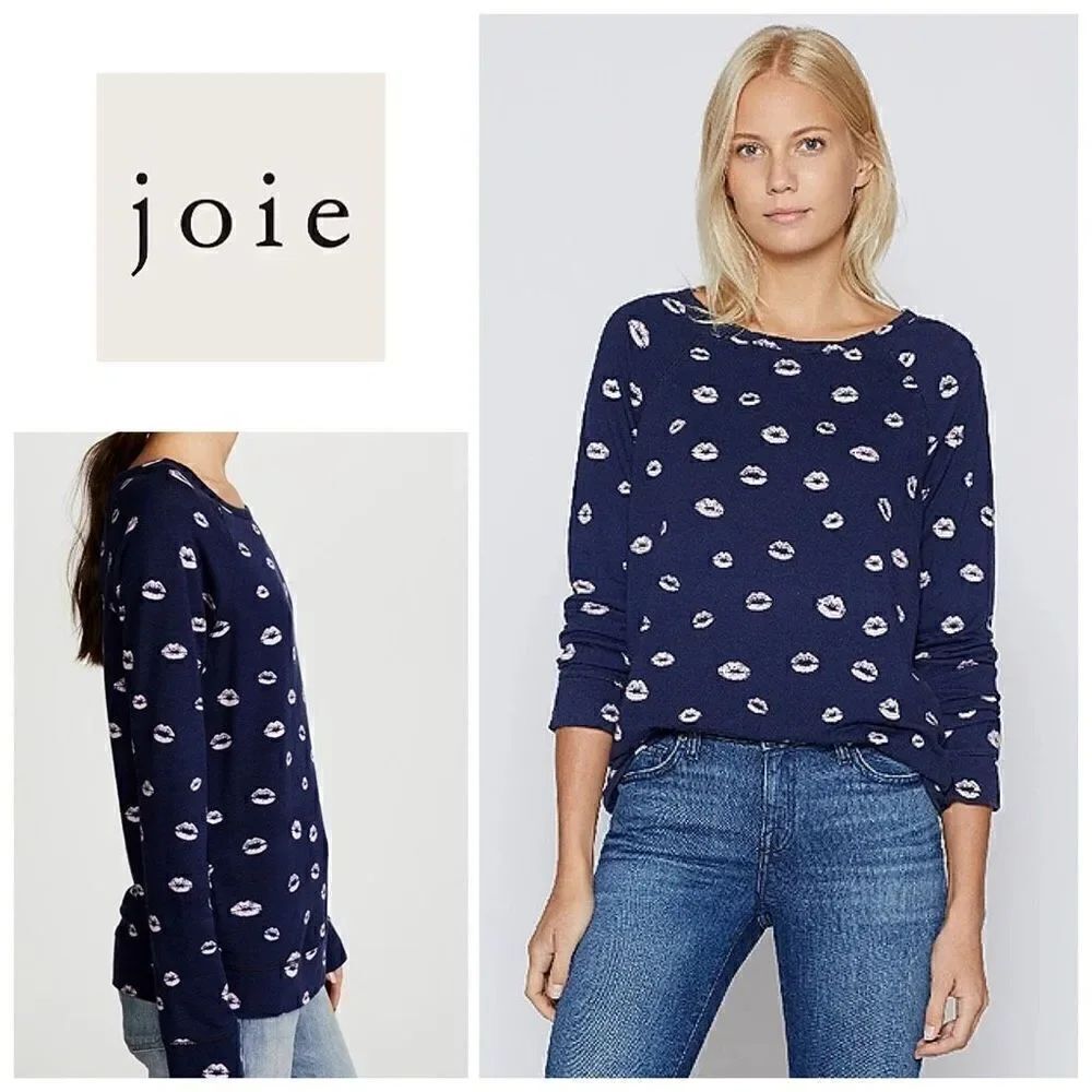 New. JOIE navy kiss print sweatshirt. Retails $138
